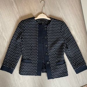 Ann Taylor Navy and White Blazer